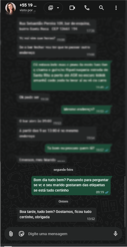 Depoimento de cliente sobre etiquetas Érius